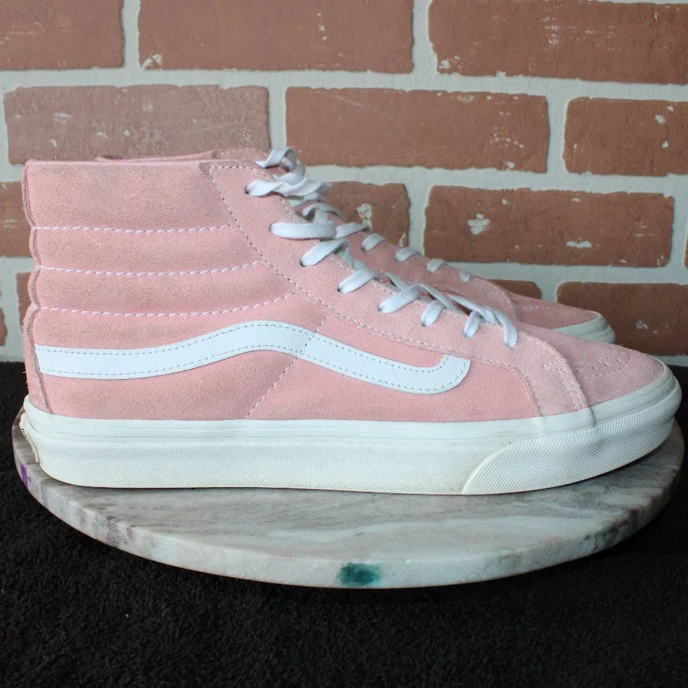 Vans Womens Old Skool Sk8 Hi Shoes Size 9 Athletic Canvas Skate Sneakers Pink.
